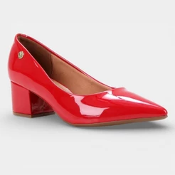 Scarpin Vizzano Salto Grosso Bico Fino - Vermelho