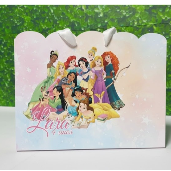 Sacolinha personalizada princesas e principes pegue e monte lembrancinha