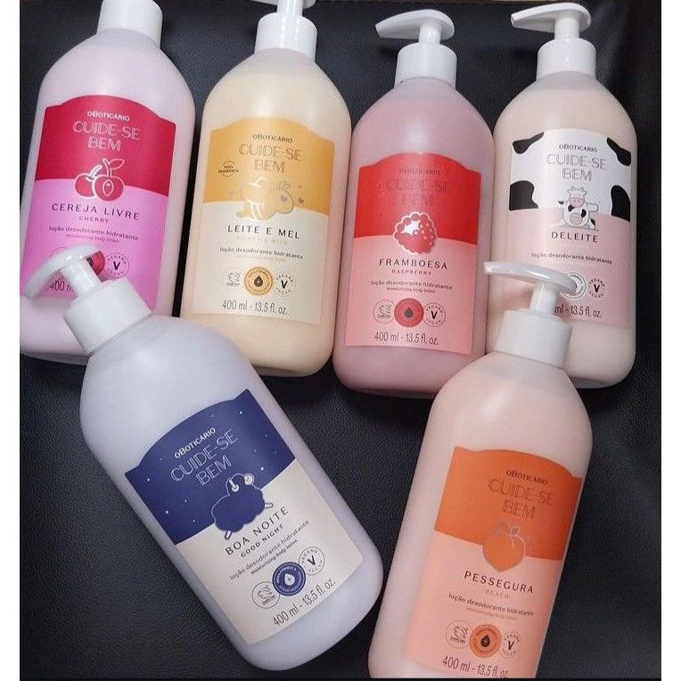 Loção Hidratante Desodorante Corporal Cuide-Se Bem Deleite, amoruda, pessegura, nuvem, boa noite , rose e algodão