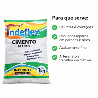 Cimento Branco Indeflex 1kg – Acabamento Fino para Rejunte, Artesanato e Reparos em Oferta na Shopee