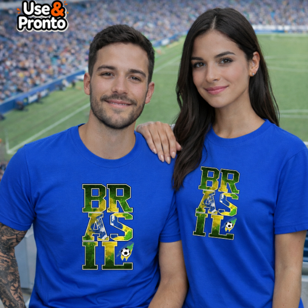 Camiseta Blusa Brasil Algodão Unissex Azul Copa do Mundo | Torcedor Futebol Seleção Brasileira