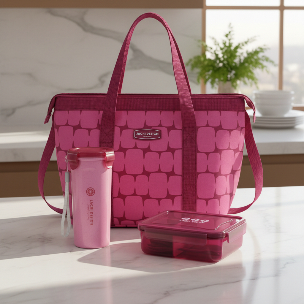 Kit Térmico Jacki Design: Bolsa + Marmita 1050ml + Garrafa 500ml p/ Alimentos e Bebidas