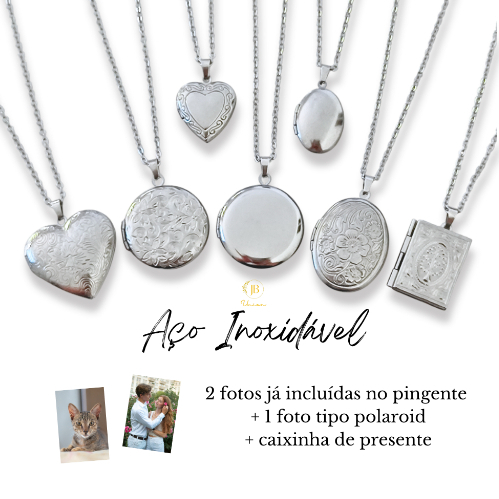 Colar Relicário para Fotos Personalizado Aço Inoxidável 316L Hipoalergênico em Oferta na Shopee