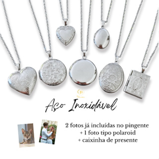 Colar Relicário para Fotos Personalizado Aço Inoxidável 316L Hipoalergênico em Oferta na Shopee