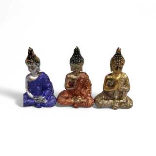 Trio Buda Decorativo Enfeite Resina Meditando Sabedoria