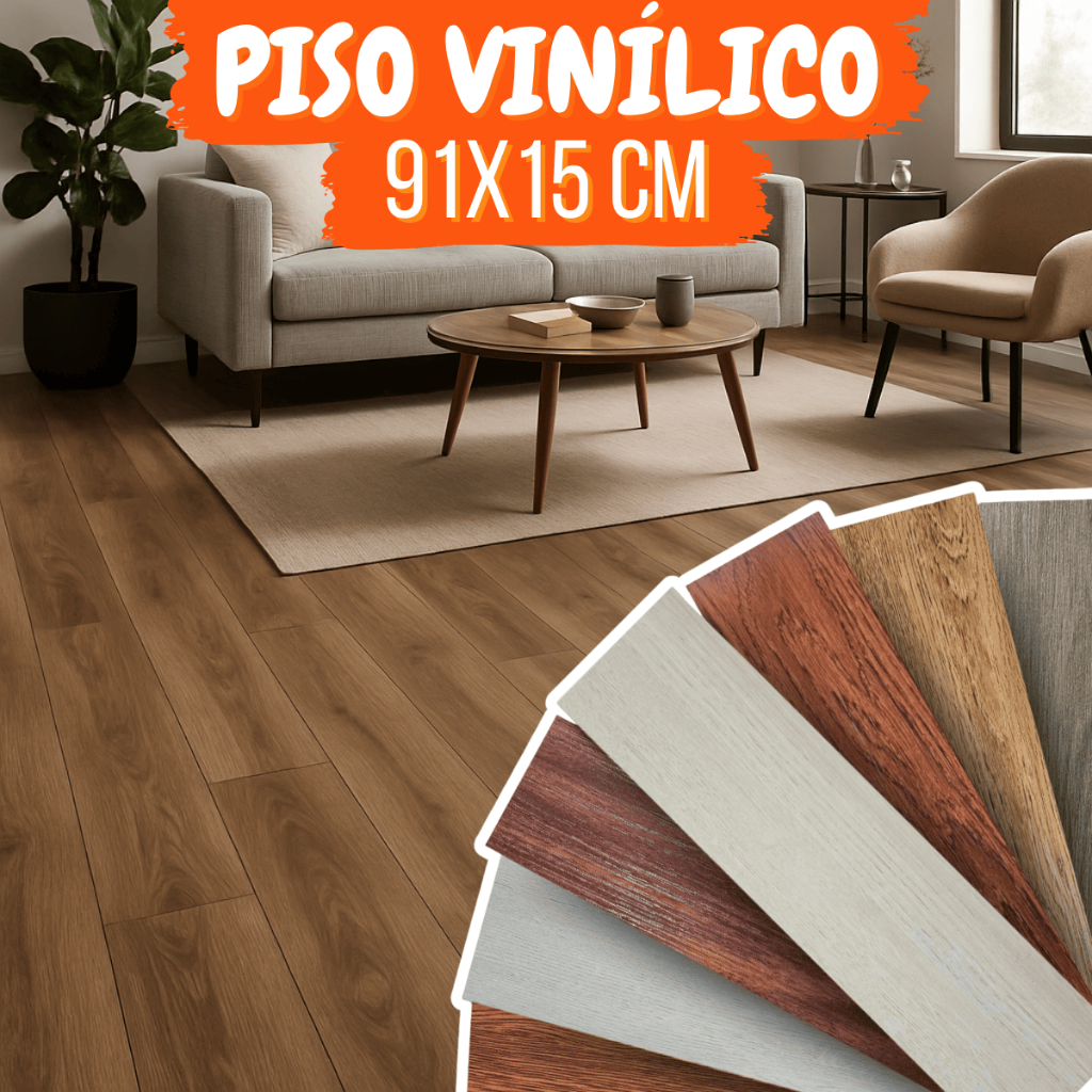 Kit 72 Pisos Vinílicos Autocolantes Madeira Moderna Antiderrapante Lavável