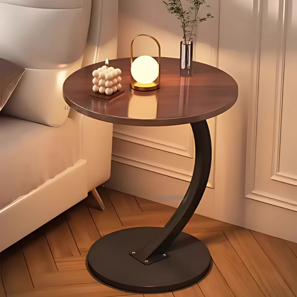 Mesa De Apoio Lateral Para Sofá Cama Notebook Portatil  Base de Ferro e MDF