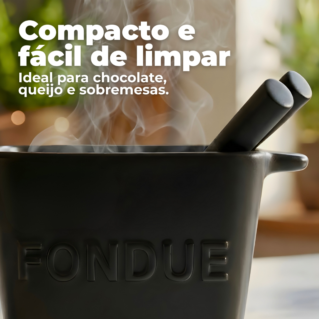 Aparelho de Fondue 6 peças, p/ 2 pessoas, com vela, portátil, 3 cores, elegante, resistente 300ml