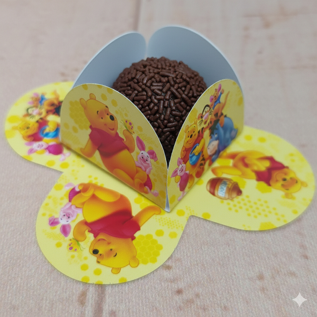Forminha de Doce Ursinho Pooh para Festa Infantil – Decoração de Aniversário –Forminha Brigadeiro Personalizada