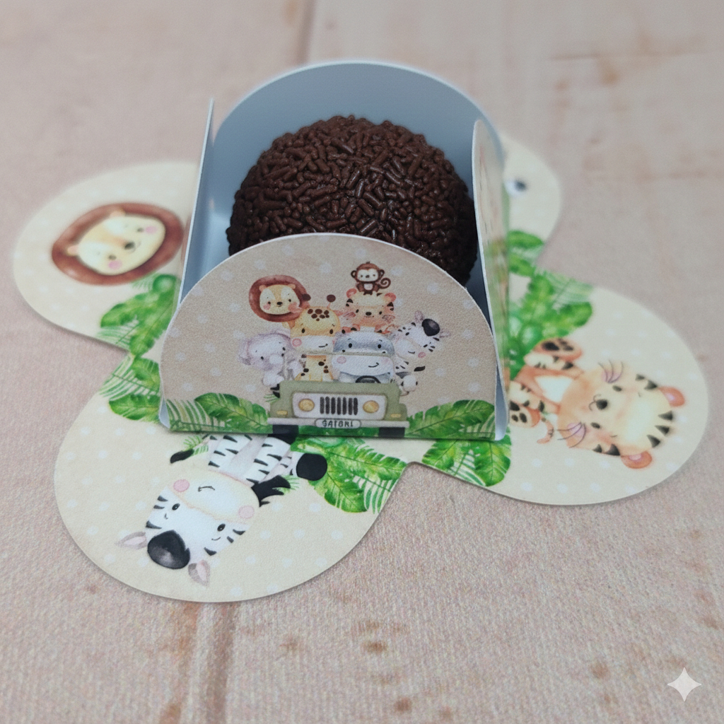 Forminha de Doce Safari para Festa Infantil – Decoração de Aniversário –Forminha Brigadeiro Personalizada