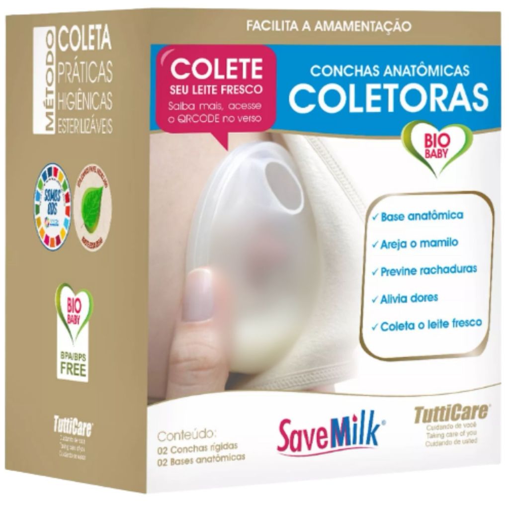 Kit 2 Conchas Amamentação Coletora Savemilk Pós Parto Base Rígida Tutticare