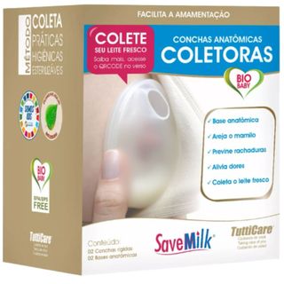 Kit 2 Conchas  Amamentação Coletora Savemilk Pós Parto Base Rígida Tutticare
