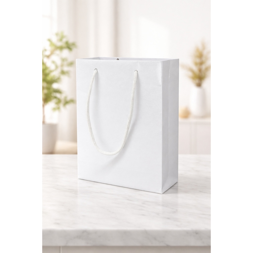 Sacola de Papel Branca 18x14x6cm 120g – Kit 10 a 50 Unidades | Bolsa para Festa, Presente e Lembrancinha