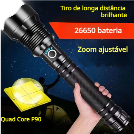 Lanterna Tática Holofote Tocha Mais Forte Do Mundo Led Recarregável P90