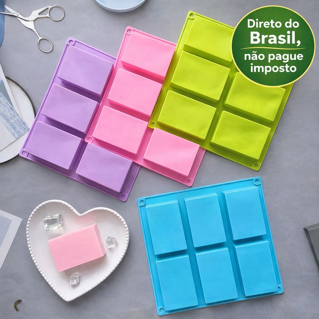 Molde Forma de Silicone Flexível 6 Cavidades Sabonete Artesanal em Oferta na Shopee