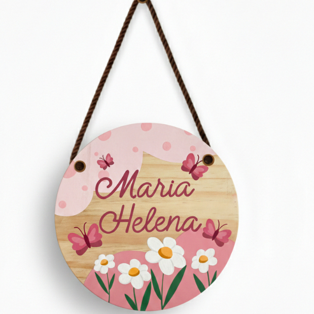 Placa Decorativa Personalizada – Tema Flores Delicadas