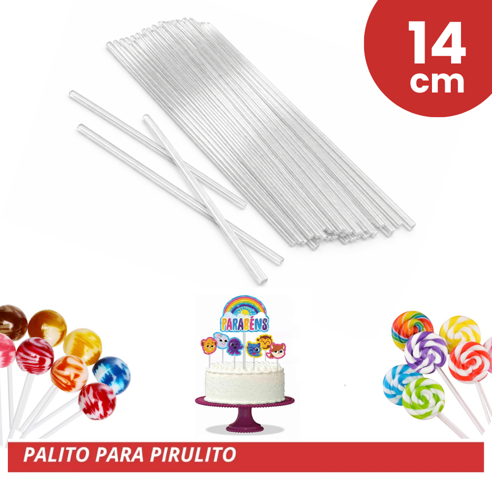 Palito Pirulito 14cm 4mm Cake Pop Pirulito Chocolate Confeitaria Topo de Bolo Branco Transparente em Oferta na Shopee