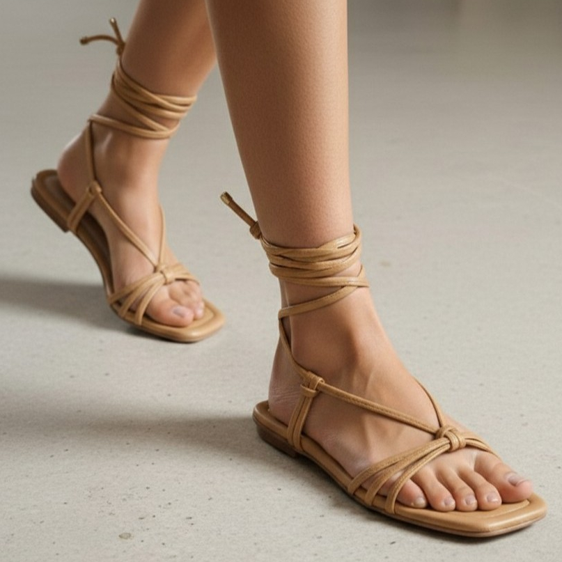 Rasteira Sandália Rasteirinha Feminino Amarração Tiras e No