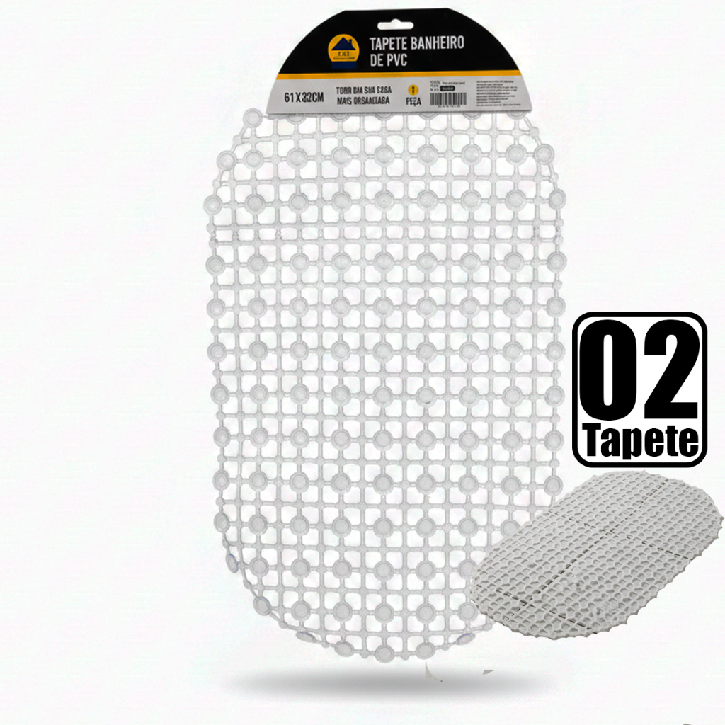 Kit jogo de 2 Tapetes Antiderrapantes Para Box Banheiro 37x66cm PVC Com Ventosas Não Escorrega