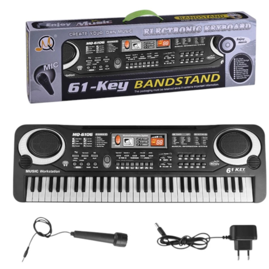 Brinquedo Teclado Piano Elétrico Infantil De 61 Teclas Com Microfone E Fonte