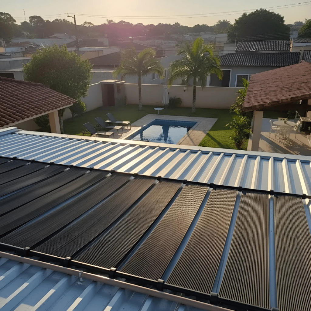 Aquecedor Solar TS Solar Piscina 5 Placas 2m União Rosca Kit Completo + Válvulas