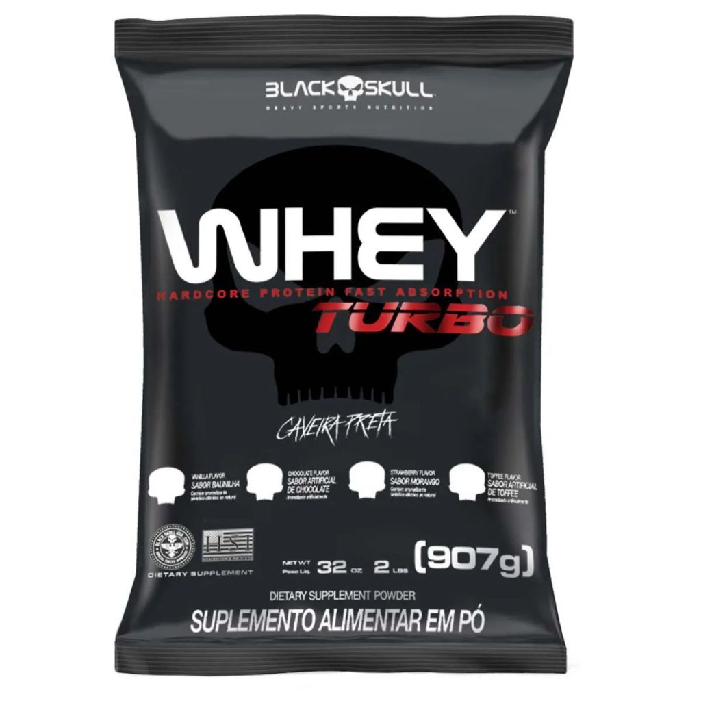 Detalhes do Whey Turbo - Refil 907g - Black Skull