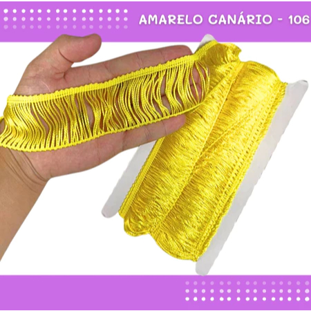 Franja de Tecido Acetinado - 10cm - Grade de Cores - Rolo C/10 Mts COR:AMARELO-CANARIO-106 em Oferta na Shopee