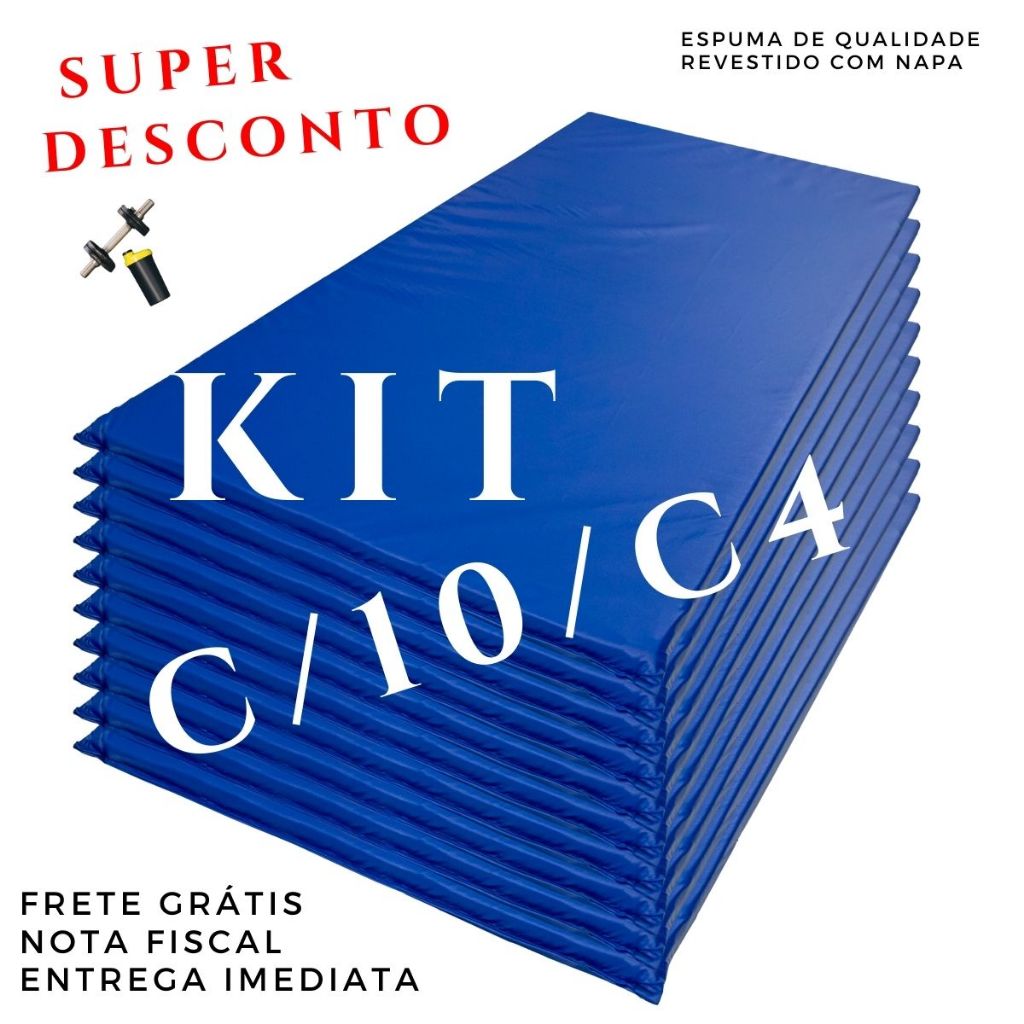 KIT 4 ou 10 Colchonete de Exercícios Impermeável 90x40 (2cm/3cm) | Treino Yoga Pilates Academia