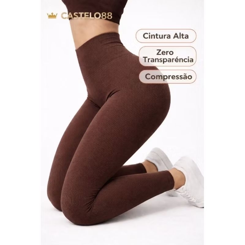Calça Legging Feminina Canelada Tecido Premium Cintura Alta Academia, Fitness e Dia a Dia em Oferta na Shopee