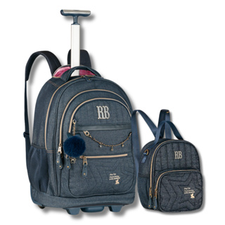 Kit Mochila De Rodinha E Lancheira Térmica 2 em 1 Jeans Rebecca Bonbon Escolar em Oferta na Shopee