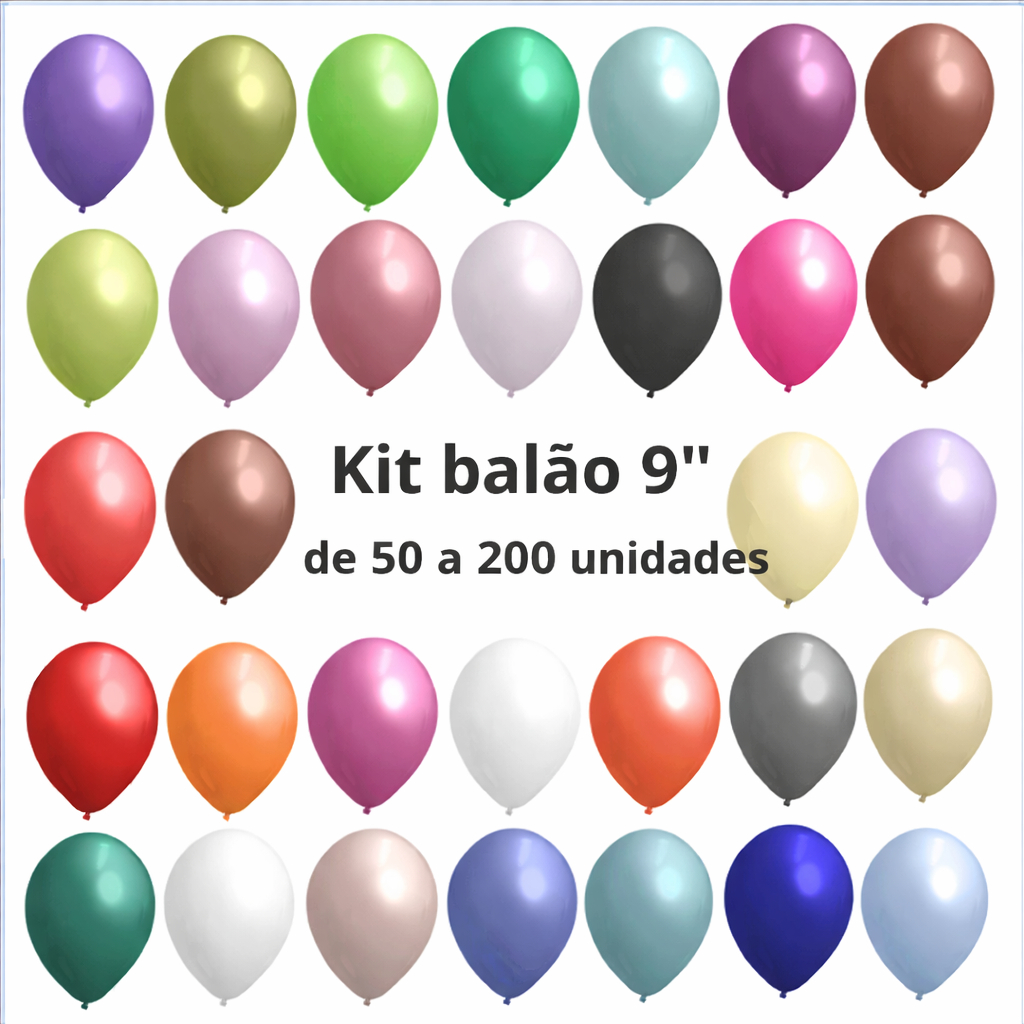 Kit Balão Bexiga Látex 50-200un Redondo Liso 9 Polegadas Festa Aniversário Decoração em Oferta na Shopee