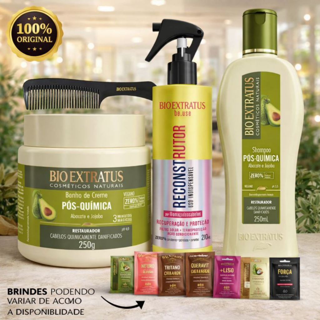 Kit Pós Química + Spray Reconstrução Capilar (lançamento) + Shampoo Pós Química Produtos Orginais