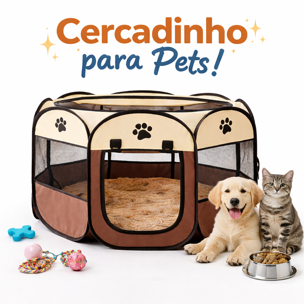 Casinha Dobrável para Pets Cão e Gato Portátil Com Ventilação e Proteção Oxford com Tela