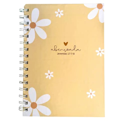 Caderno Escrita Floral A5 Papel off set 75g Capa Dura Agenda Anotações Oração Presente Dia das Mulheres Mãe