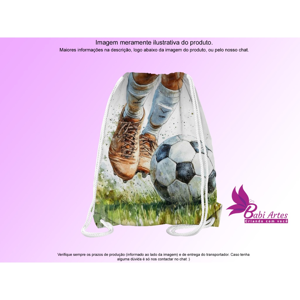 Mochilinha Personalizada Festa Aniversário Lembrancinha Infantil Futebol 19x28 cm