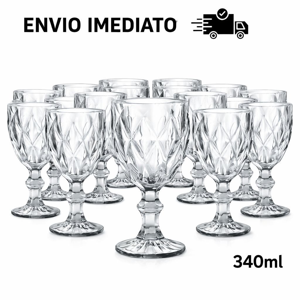 Taças Vidro Diamond 340ml Transparente& Linha Rubi Premium - Original