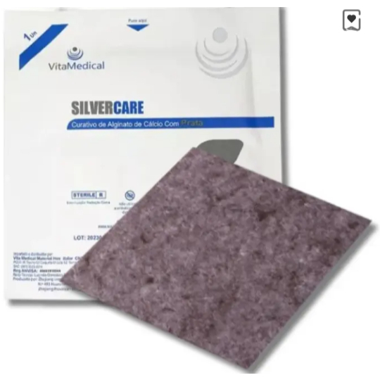 1 Unidade Curativo Alginato de Cálcio com Prata 10x10 Silver Care Vita Medical
