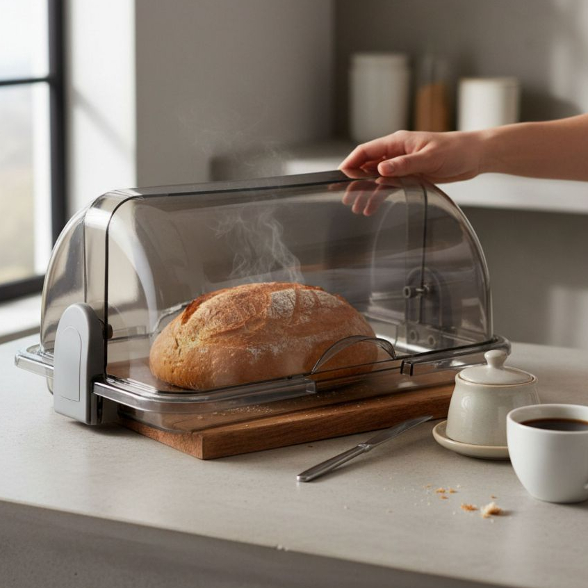 Porta Pão Cristal Armazenador Com Tampa Articulável Profissional Para Pães Bolos Mesa 30x20cm em Oferta na Shopee