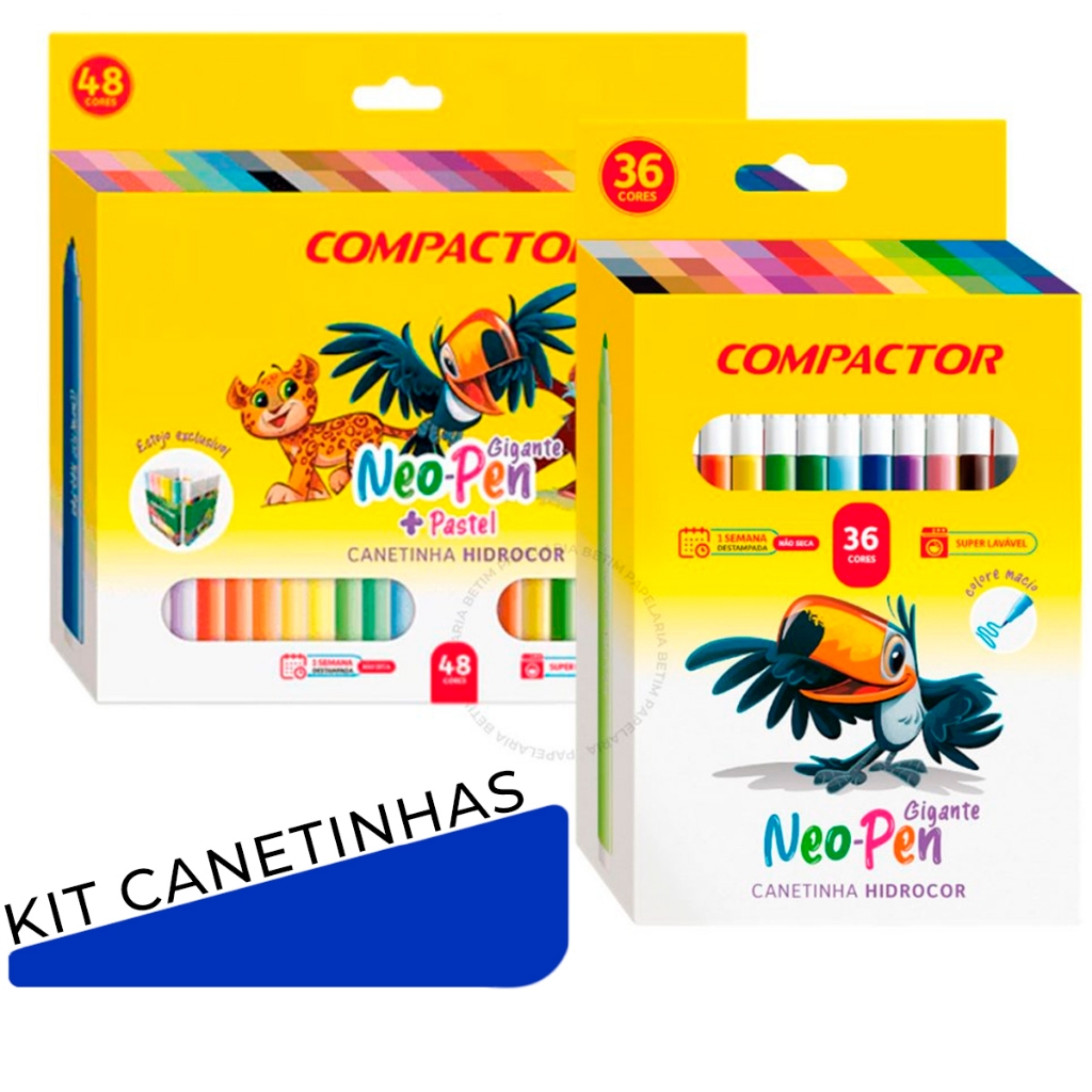 Kit 48 Cores Canetinhas Hidrocor Neo Pen Gigante Fina Compactor em Oferta na Shopee