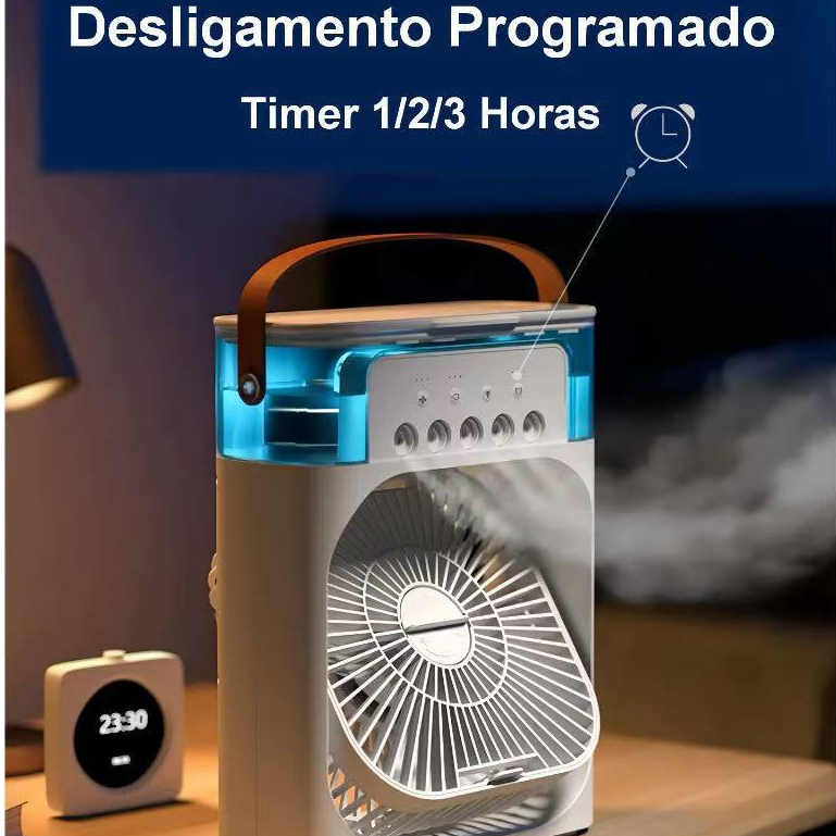 Imagem Mini Ar Condicionado Umidificador Ventilador Portátil USB Led Quarto Sala De Estar Escritório Mesa