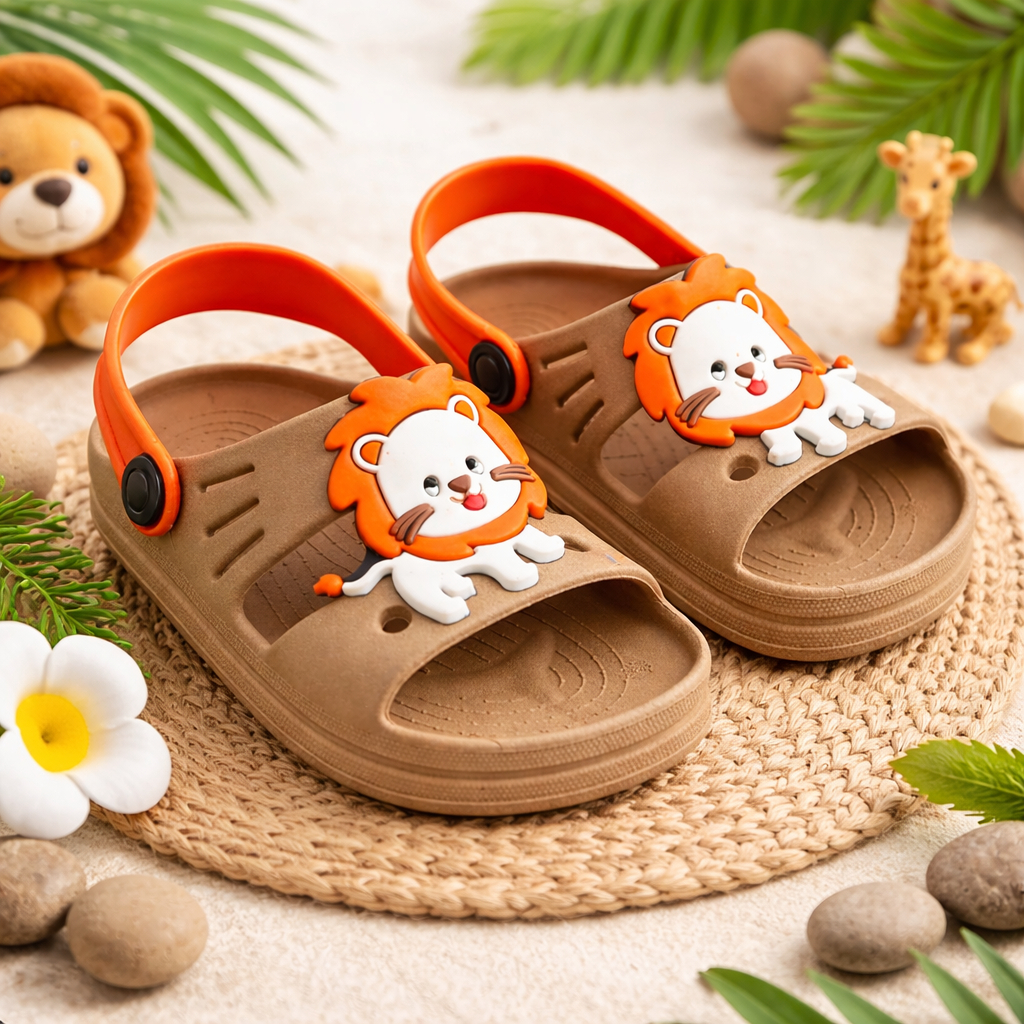 Sandália Papete Infantil Menino Confortável Leão Safari Masculino Leve Macio Promoção Volta as Aulas