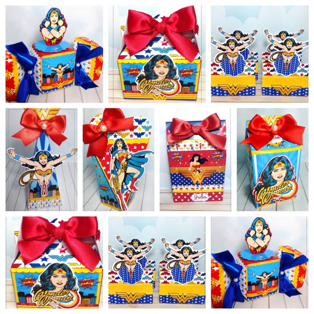 Personalizados Mulher Maravilha Lembrancinha de aniversário infantil - kit festa - caixinhas