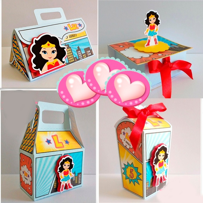 Lembrancinha de aniversário Mulher Maravilha Kit festa infantil - caixinhas