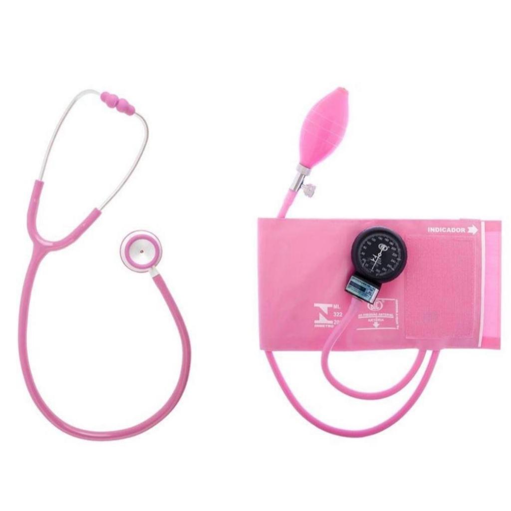 Estetoscópio Duplo Bic Com Esfigmomanômetro Bic Rosa