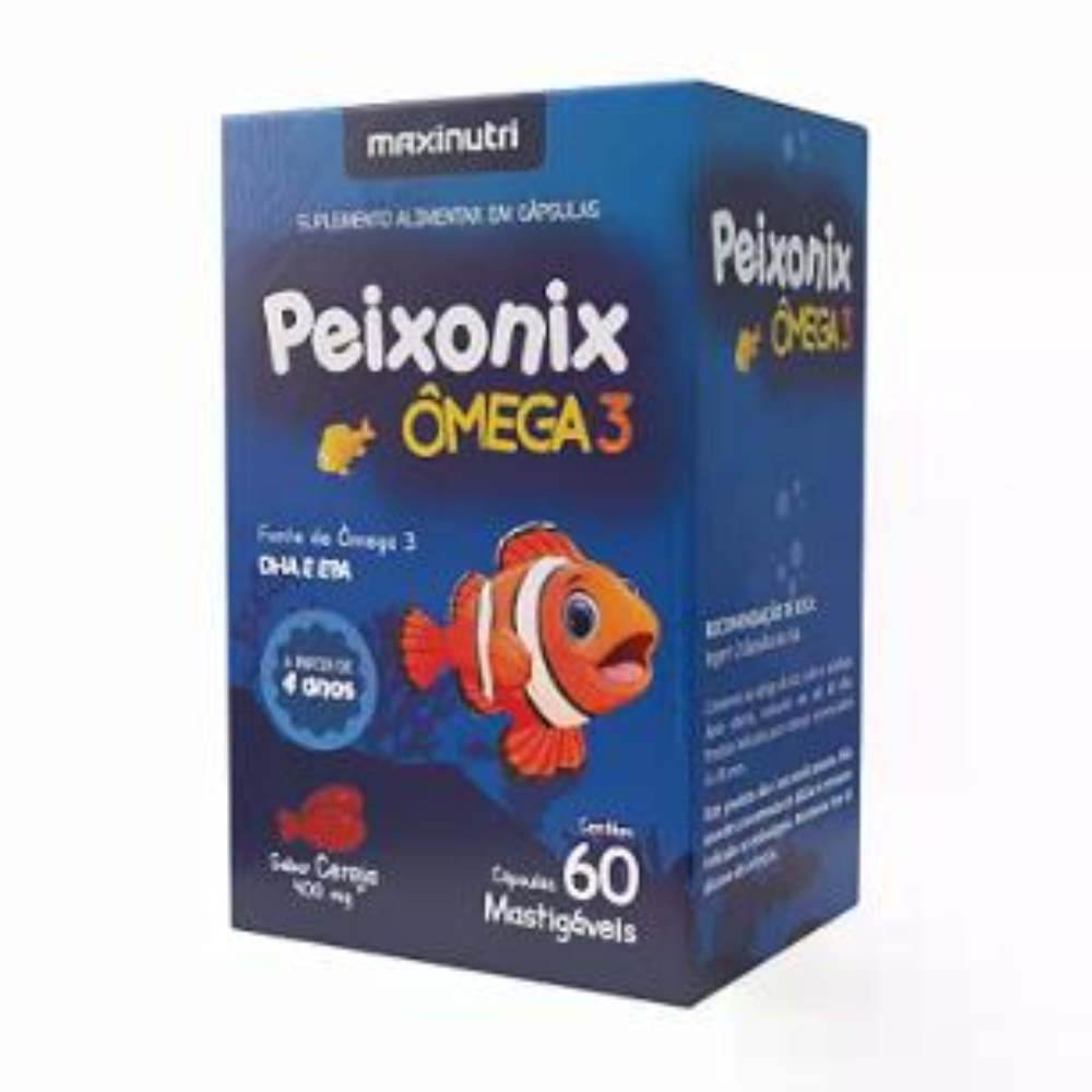 Peixonix com 60 cápsulas - Ômega 3 Criança Epa Dha Infantil Mastigável - Maxinutri