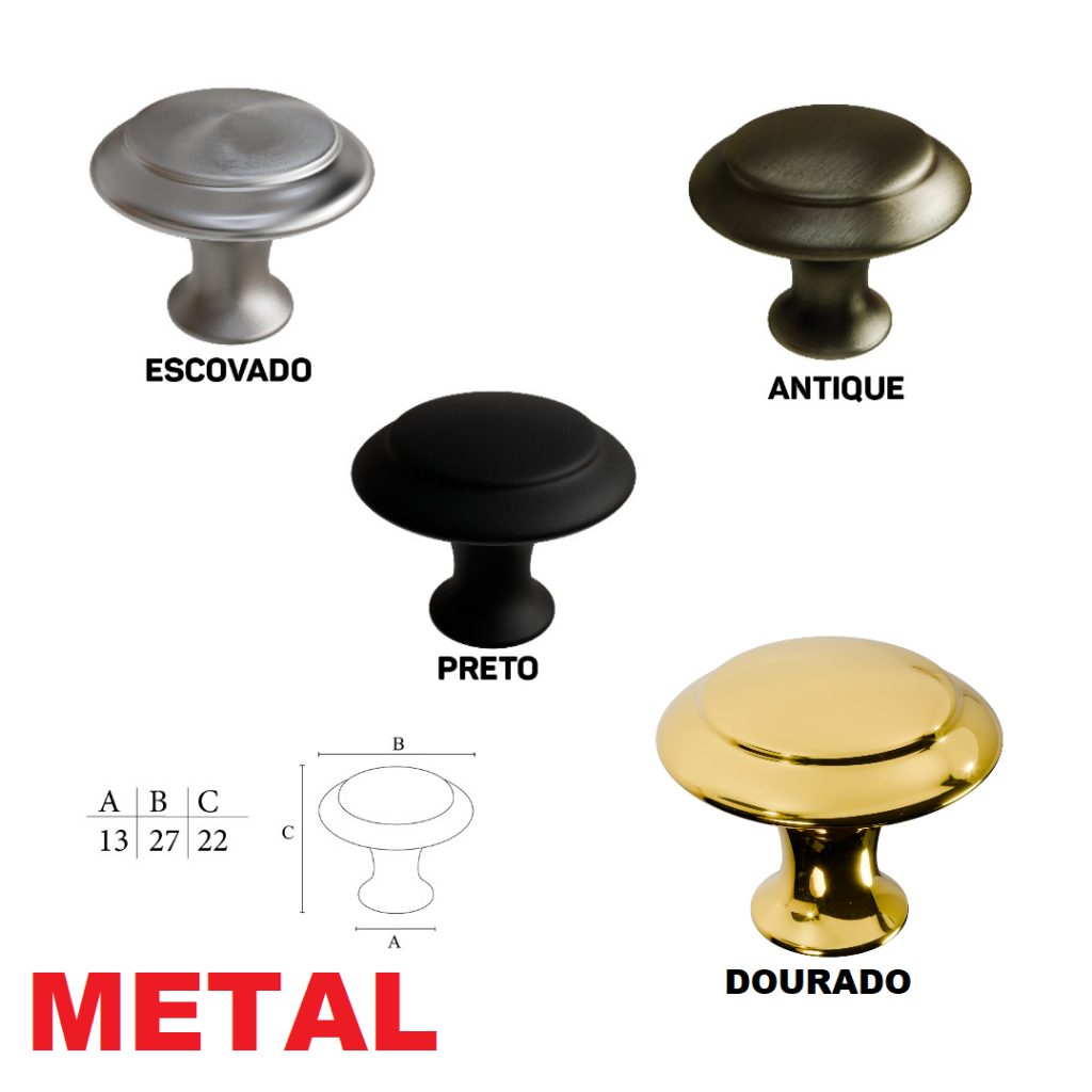 kit Puxador Redondo 1 furo preto | Antique | Escovado Econômico Ø27mmx Altura 22mm Aço Inox em Oferta na Shopee