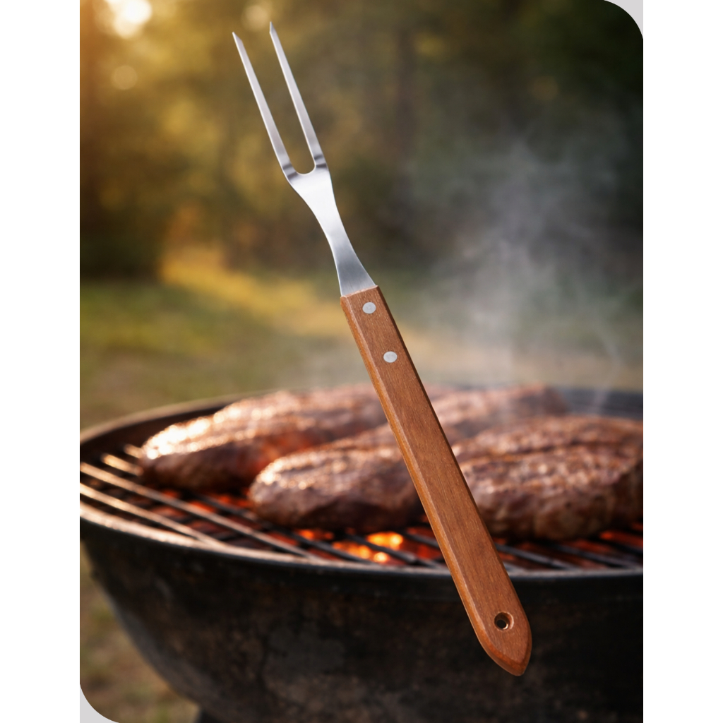 Garfo Trinchante Martinazzo 41 cm Inox Cabo Longo Marrom – Alta Resistência e Conforto no Manuseio