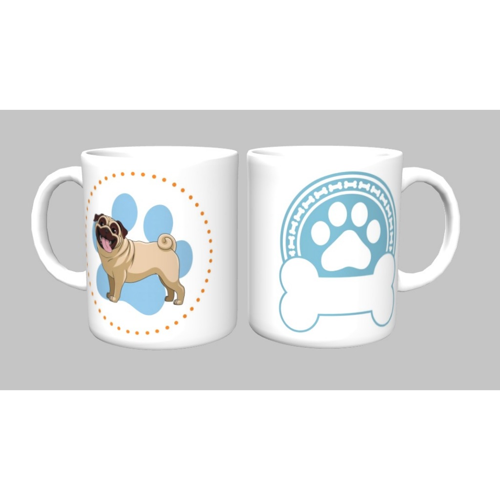 Caneca Personalizada 325 Ml "Dog Pug" Porcelana primeira Linha , cachorro ,pet.