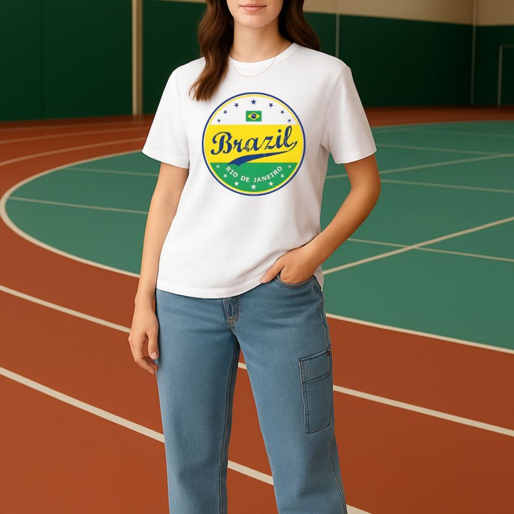 Camiseta T-shirt Estampada Brasil Rio de Janeiro HEXA Torcedor Copa do Mundo 2026  Futebol Seleção Brasileira Casual
