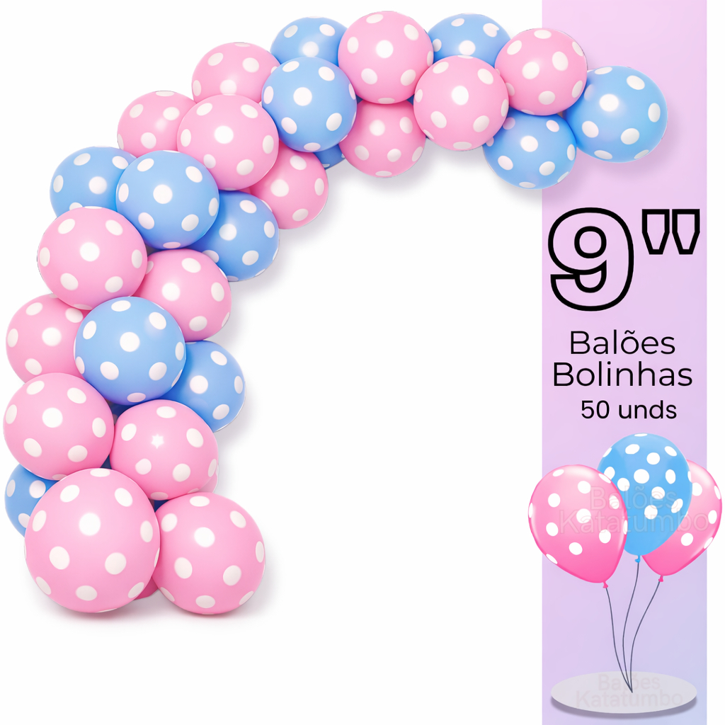 Kit 50 Balões Bexigas Látex 9 Polegadas Azul ou Rosa com Bolinhas Brancas Chá Revelação– Decoração Festa Infantil em Oferta na Shopee
